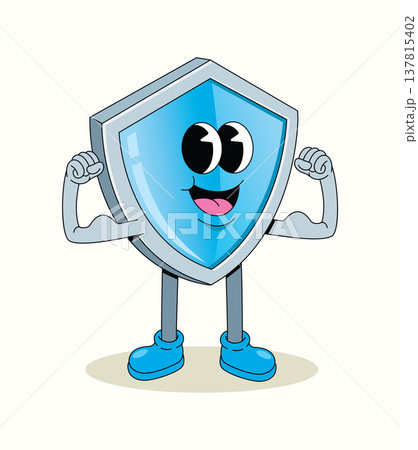 shield strong groovy cartoon illustration shield strong groovy cartoon illustration 137815402