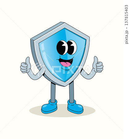 shield thumbs up groovy cartoon illustration shield thumbs up groovy cartoon illustration 137815403