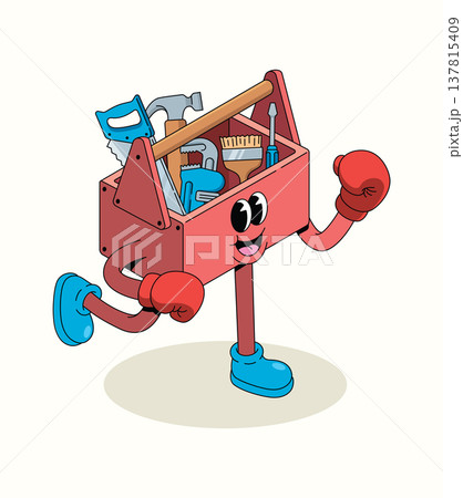 toolbox boxer groovy cartoon illustration 137815409