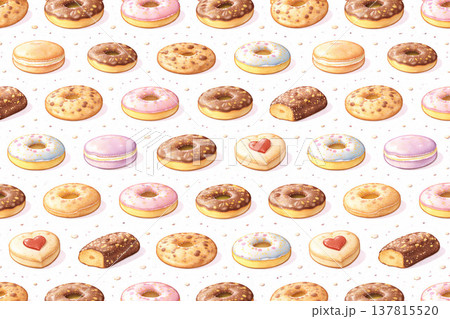 スイーツシリーズ：ドーナツの規則的なシンプルパターン 137815520