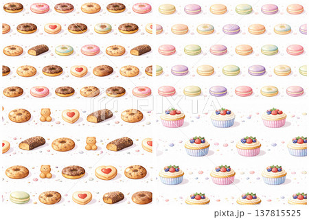 スイーツシリーズ：同一モチーフを繰り返すシンプル背景 137815525
