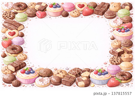 スイーツシリーズ：高密度な小菓子の背景フレーム 137815557