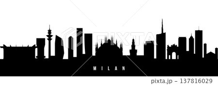Vector silhouette illustration of Milan city urban skyline. 137816029