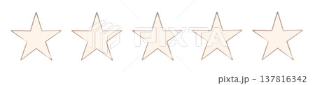 Rating scale represented by identical empty five point symbols. Customer review, feedback score, quality evaluation concept.. Rating scale represented by identical empty five point symbols. Customer review, feedback score, quality evaluation concept.. 137816342