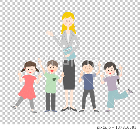 Foreign language teacher and student children Foreign language teacher and student children 137816393