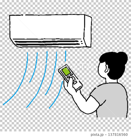 一名女子正在打開空調 137816560