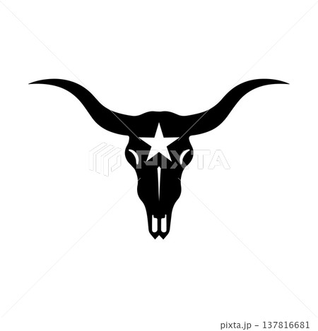 Minimalist Longhorn Skull Logo Inspired By Wild West Culture 137816681