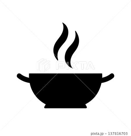 Abstract Smoke Culinary Logo With Minimal Frying Pan Abstract Smoke Culinary Logo With Minimal Frying Pan 137816703