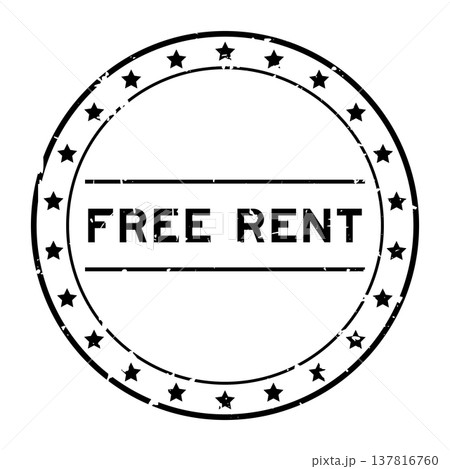 Grunge black free rent word round rubber seal stamp on white background 137816760