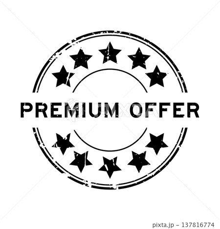 Grunge black premium offer word with star icon round rubber seal stamp on white background Grunge black premium offer word with star icon round rubber seal stamp on white background 137816774