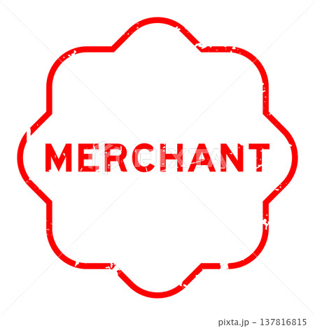 Grunge red merchant word square rubber seal stamp on white background 137816815