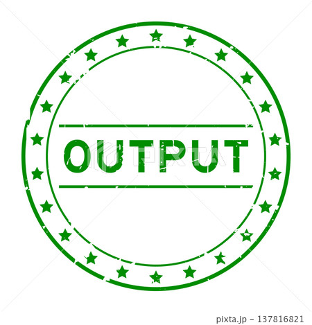 Grunge green output word round rubber seal stamp on white background Grunge green output word round rubber seal stamp on white background 137816821
