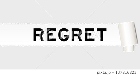 Ripped gray paper background that have word regret under torn part 137816823