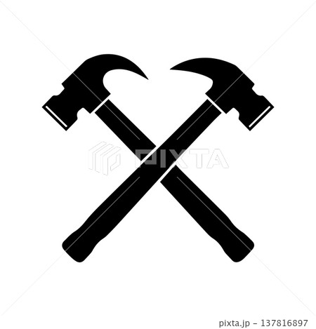 Circular Handyman Badge Logo With Crossed Hammer Center Icon 137816897