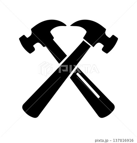 Centralized Handyman Logo With Crossed Hammer X Composition 137816916