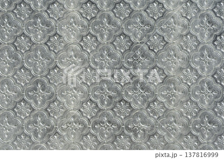 Vintage frosted glass texture with floral pattern 137816999