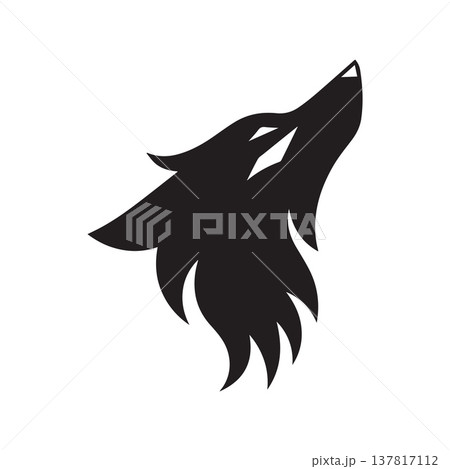 Artistic Brush Stroke Wolf Emblem With Expressive Minimal Style 137817112