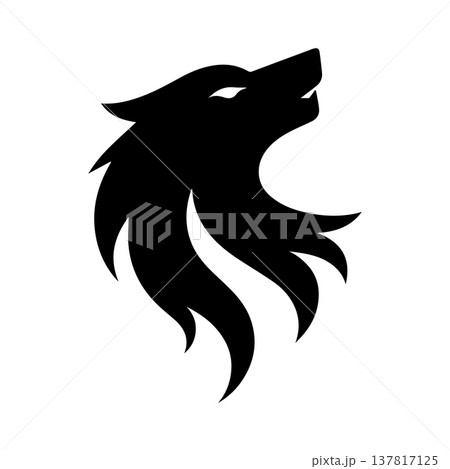 Smooth Contemporary Wolf Emblem Crafted From Delicate Flowing Lines 137817125