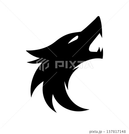 Strong Tribal Wolf Symbol Designed With Modern Simplified Linework 137817148