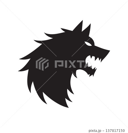 Powerful Wild Wolf Emblem Designed In Strong Monochrome Style 137817150