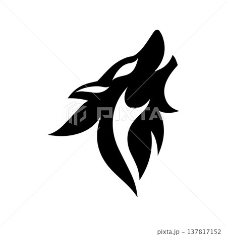 Crescent-Moon Wolf Emblem Designed With Elegant Minimal Symbolism 137817152