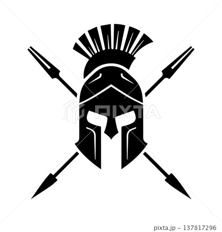 Thick Lined Spartan Helmet Emblem Of Enduring Warrior Might Thick Lined Spartan Helmet Emblem Of Enduring Warrior Might 137817296