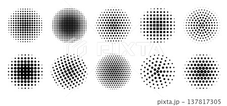 Circle halftone gradient dot pattern. Abstract round texture with gradation and fading effect. Circle halftone gradient dot pattern. Abstract round texture with gradation and fading effect. 137817305