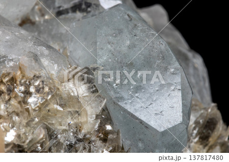 Macro mineral stone Aquamarine on a black background Macro mineral stone Aquamarine on a black background 137817480