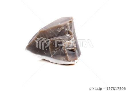 Macro mineral stone Flint in the rock on a white background 137817506