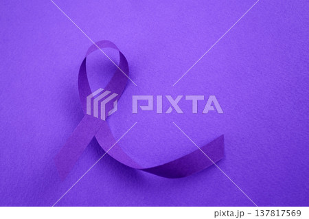 Purple awareness ribbon symbolizing support and solidarity Purple awareness ribbon symbolizing support and solidarity 137817569
