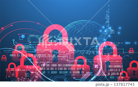 Data security Illustrates cyber data or information privacy idea. Color abstract  technology background. 137817743