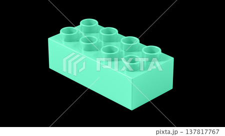 Aquamarine Plastic Building Block Toy on Black Background Aquamarine Plastic Building Block Toy on Black Background 137817767