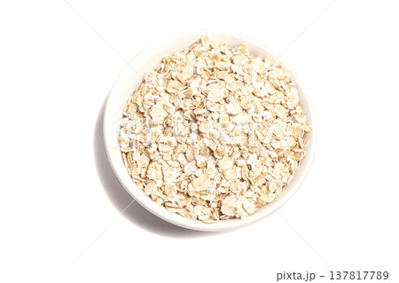 Hercules flakes isolated on white. Healthy food concept. Hercules flakes isolated on white. Healthy food concept. 137817789