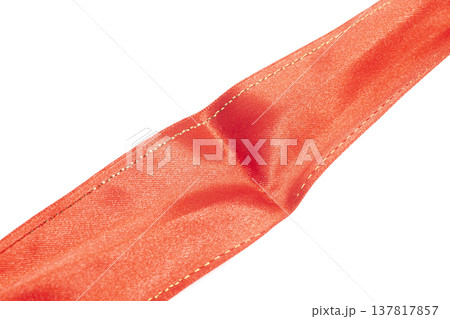 red satin ribbon isolated on white background 137817857