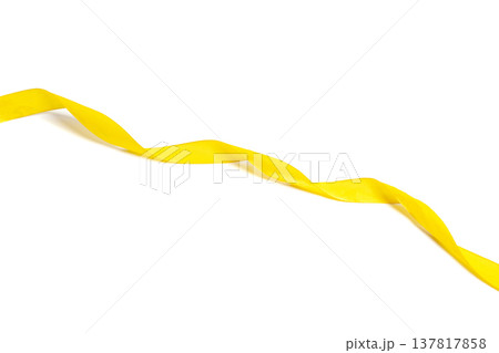 yellow satin ribbon isolated on white background 137817858