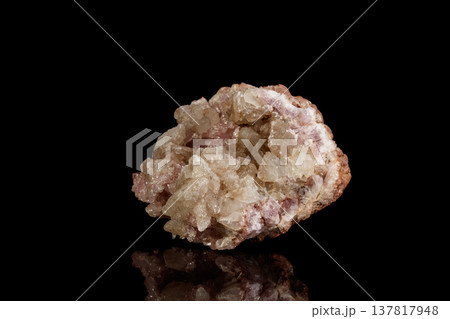 Macro mineral stone Pink Amethyst on a black background Macro mineral stone Pink Amethyst on a black background 137817948