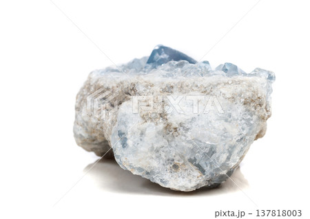 Macro mineral stone Celestine in the breed a white background 137818003