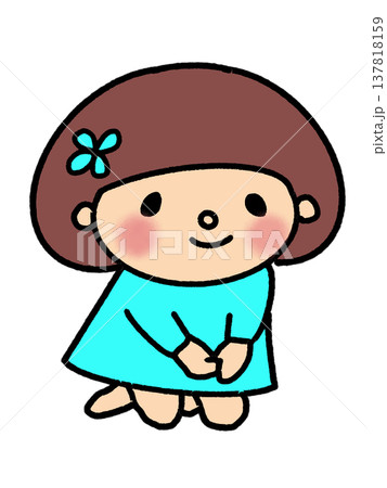 正座してお辞儀するおかっぱボブヘア女の子 正座してお辞儀するおかっぱボブヘア女の子 137818159