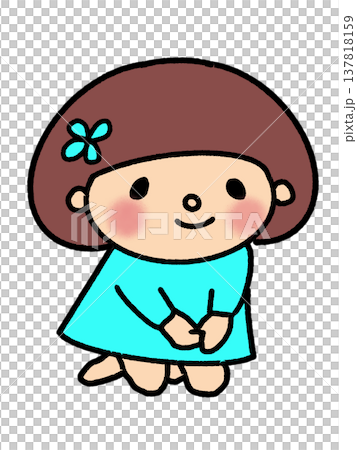 正座してお辞儀するおかっぱボブヘア女の子 正座してお辞儀するおかっぱボブヘア女の子 137818159