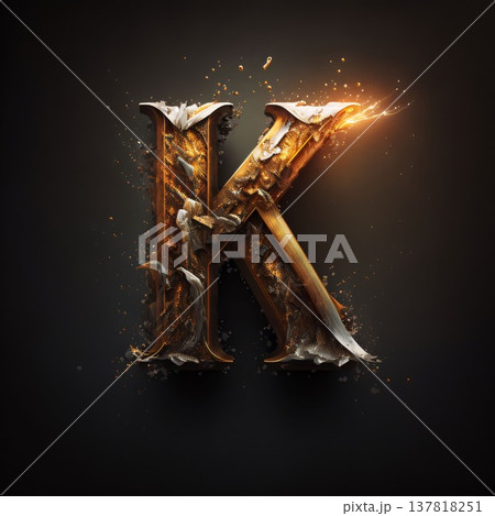 grunge letter k uppercase, fire and smoke concept grunge letter k uppercase, fire and smoke concept 137818251