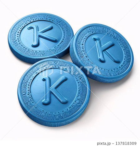 3d rendering of the letter K in blue seal on white background 3d rendering of the letter K in blue seal on white background 137818309