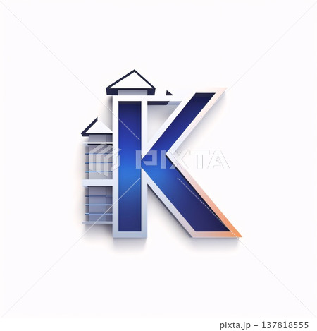 K letter in blue and orange colors. Real estate icon. Vector illustration. 137818555
