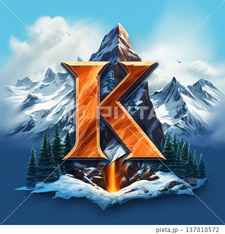 letter K in the mountains, 3d illustration, vector, eps10 137818572