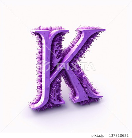 Purple 3d letter K isolated on white background with clipping path 137818621