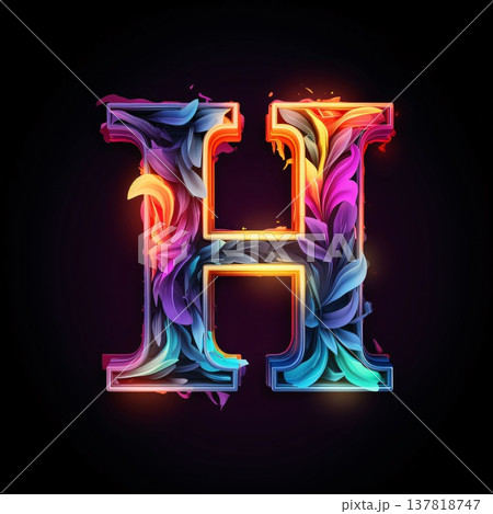 H letter colorful vector illustration. Grunge style font. Typography design. 137818747