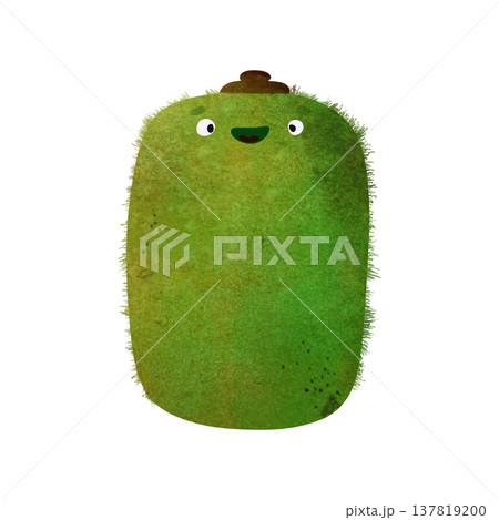 Cute kawaii kiwi fruit with eyes and happy smile in adorable children's illustration style. Playful watercolor, vibrant orange tones. Perfect for kids food themes, healthy food themes, summer party Cute kawaii kiwi fruit with eyes and happy smile in adorable children's illustration style. Playful watercolor, vibrant orange tones. Perfect for kids food themes, healthy food themes, summer party 137819200