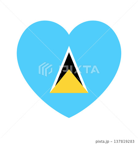 Heart shaped badge, button National flag of Saint Lucia. Flag of Saint Lucia flat icon, sticker in heart shape. Heart shaped badge, button National flag of Saint Lucia. Flag of Saint Lucia flat icon, sticker in heart shape. 137819283