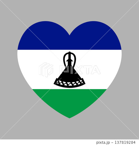 National flag of Lesotho heart shaped icon. Lesotho Flag badge, sticker in heart shape. Flag of Lesotho button, banner template. 137819284
