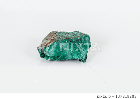 Macro mineral stone Malachite against white background 137819285