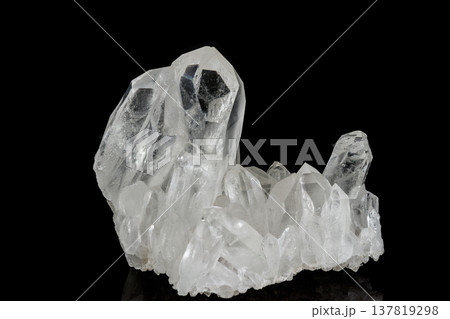 Macro mineral stone rhinestone, rock crystal on a black background 137819298